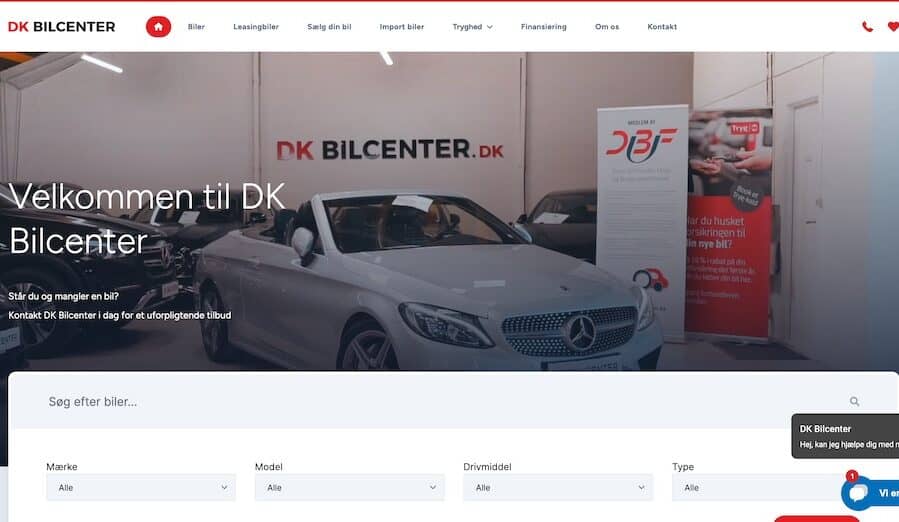 DKBilcenter.dk hjemmeside